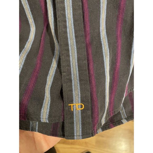 Thomas Dean TD Multi-Color Striped Flip-Cuff Long Sleeve Button Shirt ~ Men's L - Picture 3 of 5